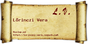 Lőrinczi Vera névjegykártya